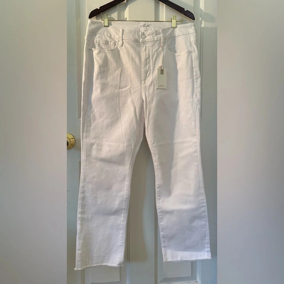 NWT GOOD AMERICAN Good Legs 16 White Straight Leg Sculpt Raw Hem Jeans Mid Rise2 - Picture 3 of 16